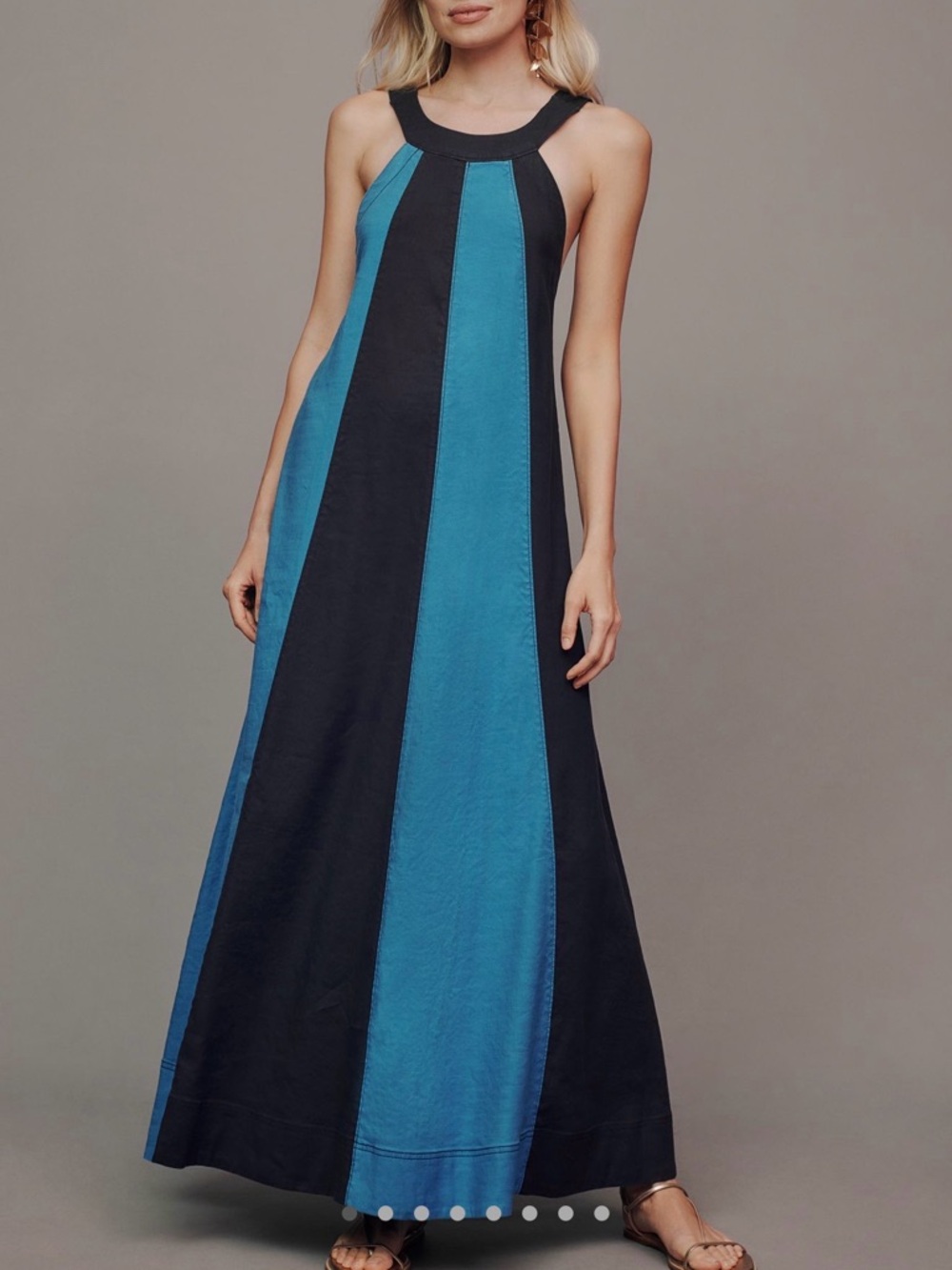 Maeve  Blue pattern Halter Maxi Dress